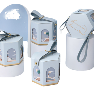 Premium Eco-Friendly Recyclable Hexagonal Coated Paper Craft <b>Boxes</b> with Magnetic Closure & Handle for <b>Wedding</b> Favors Gifts Candy - Product Image 1