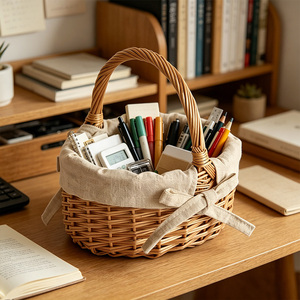 Cesti in <span class=keywords><strong>vimini</strong></span> personalizzati con manici, ideali per picnic e feste, cesti ovali in rattan con rivestimento in tessuto - Product Image 5