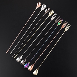 ملعقة خلط كوكتيل طويلة من الفولاذ المقاوم للصدأ 304 بلون ذهبي نحاسي لمجموعات أدوات البارتندر - Product Image 2