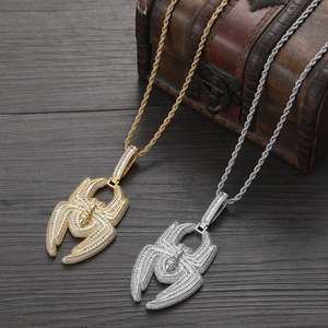 จี้รูปแมงมุม, เครื่องประดับฮิปฮอป, จี้ทองแดงฝังเพทายสำหรับคู่รัก ของขวัญคริสต์มาส, จี้รูปแมงมุมเท้าใหญ่พร้อมสร้อย - Product Image 2