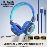 GUIDERAY G2 Casque filaire supra-auriculaire avec microphone, interfaces 3,5 mm et Type-C, étanche IPX-4, cordon de 1,2 m pour enfants