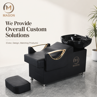 Chaise de lavage portable ergonomique moderne en cuir synthétique noir avec accoudoirs et bassin en céramique pour salon de coiffure, spa et institut de beauté - Offre Spéciale
