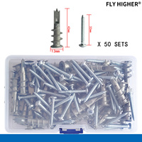 Cheville autoperceuse en alliage de zinc galvanisé pour cloison sèche avec vis, diamètre 13 mm, paquet plastique 100-120 pièces, capacité 75 lb