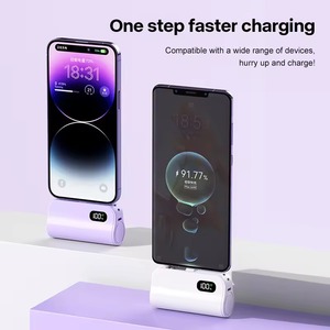 พาวเวอร์แบงค์พกพาขนาดเล็ก 5000mAh 10000mAh แบบสองหัว พร้อมสายชาร์จในตัว ปลั๊กท้ายแบบมีสาย จอแสดงผลดิจิตอล - Product Image 6