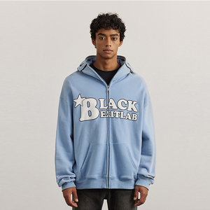 Sweat à capuche pour homme surdimensionné en polyester/coton brodé, imprimé intégral, fermeture éclair intégrale, poids lourd, fabrication automne - Product Image 6