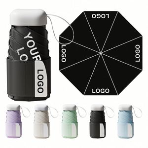 Promotional Gift <b>Folding</b> Mini Umbrella 210T Pongee Fabric Travel Portable Outdoor Umbrella Manual UV Umbrella With Logo Printing - Product Image 1