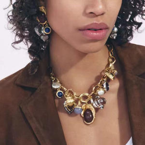 قلادات ربط حجر الراين العصرية قلائد متعددة القلب ، وسلسلة مكتنزة - Product Image 1