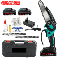 Mini tronçonneuse sans fil de 6 pouces, batterie au lithium 21V, scie à bois électrique, kit d'outils professionnels