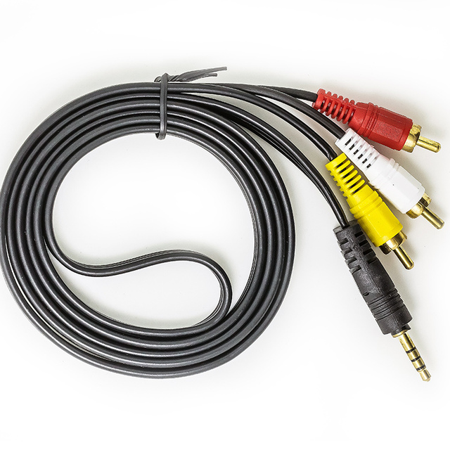Senye Hot Selling Gold 3.5mm Stereo to 3RCA Audio Video Cable PVC Jacket Plug Adapter for Computer Use