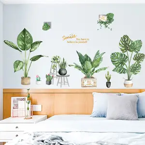 Home decor removable household nordic potted wall sticker plant