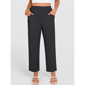 FOXA Pantalon Capri pour femme, taille haute, élastique, longueur cheville, respirant, avec poches, tenue décontractée pour la plage et le travail - Product Image 2