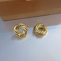 Pendientes de Oro Real de 18K AU750 de Lujo, Trenzados y con Bola, para Mujer, Oro Sólido, Joyería Fina, Venta al Por Mayor, Regalo
