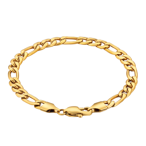 Pulsera de Cadena Figaro de Acero Inoxidable 316L con Baño de Rodio y Oro de 18K, Estilo Cubano Simple de 5mm para Mujer, Clásica y Resistente al Deslustre - Product Image 1