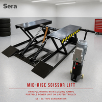 Sera 4,5 TONNES Mini-élévateur hydraulique à ciseaux à double vérin pour voitures, construction en acier inoxydable, conception à faible profondeur, levée de 1000 mm