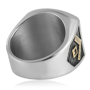 Anillo Masónico para Hombre de Acero Inoxidable con Símbolo de Maestro Masón, Diseño Geométrico, Uso Diario 21017 - Product Image 2
