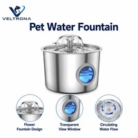 Bebedero para Mascotas de Acero Inoxidable con Ventana LED, Flujo en Espiral, Dispensador Automático con Circulación para Perros y Gatos