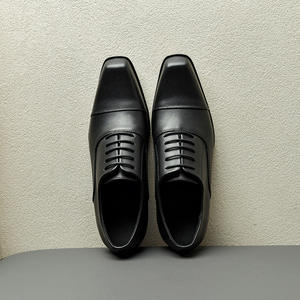 Zapatos de Cuero para Hombre, Estilo Británico, de Primera Capa de Piel de Vaca, con Punta Cuadrada y Tacón Alto, Color Marrón Premium, que Aumentan la Estatura - Product Image 3