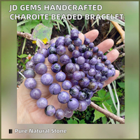 Bracelet à breloques en Charoïte naturelle fait main, Nouveau style 2025, Classique, 7-14MM, Unisexe, Centre d'évaluation des pierres précieuses de l'Université de Pékin