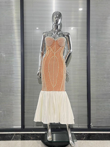 Nuevo Vestido de Sirena Blanco con Cuentas Exquisitas para Mujer, Vestido de Fiesta Elegante y <span class=keywords><strong>Sexy</strong></span>, Llegada de Nueva Colección 2026 - Product Image 5