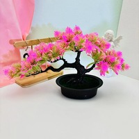 Plante artificielle de pin d'accueil de style chinois en pot, Bonsaï vert pour cour et salon, Article décoratif pour bureau