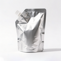 Pochettes à boisson portables en aluminium argenté avec bec verseur et poignée, formats 100ml, 500ml, 1L – Sacs à jus autoportants