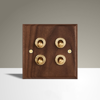 Interruptor de palanca de madera maciza de nogal LangYeao con palanca de latón, 10A 250V, placa de pared vintage retro con USB 5V 2.1A para el hogar y hoteles