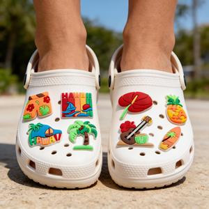 Accessoires pour sabots à trous thème Hawaïen, boucles décoratives pour sabots de plage, breloques amovibles DIY pour sabots, vente en gros - Product Image 3