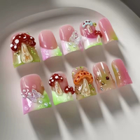 Vente en gros de faux ongles Y2K en forme de bec de canard, 3D faits à la main, à presser, réutilisables, forme évasée, 10 pièces, qualité salon, logo personnalisé