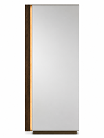 Miroir mural LED pleine longueur personnalisé en noyer avec socle en bronze pour projets hôteliers