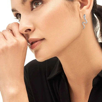 Yh Bijoux Haute Qualité Design Classique 925 Sterling Silver Snake Stud Post Boucles D'oreilles Femmes