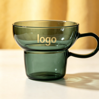 Mug à lait moderne en verre vert 301-400ml, portable, résistant à la chaleur, pour thé, café, eau, petit-déjeuner, cuisine, fête, goûter