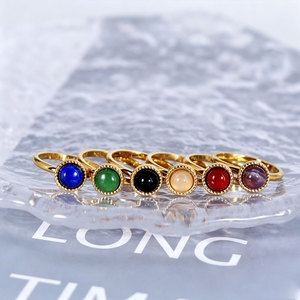 Minimalist Thin 316L Stainless Steel <b>Ring</b> Colorful Natural Stone 14K 18K Gold Plated Red Agate <b>Ring</b> for Women - Product Image 2