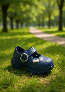 Platform <b>Clogs</b> Mary Jane Style With Pearls Soft Lightweight Summer Shoes Size 21 Round Toe Plastic Upper EVA Midsole - Product Image 2