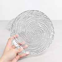 Assiettes en verre texturé transparent en spirale, irrégulières et rondes, pour desserts et fruits, en 2 tailles, vente en gros