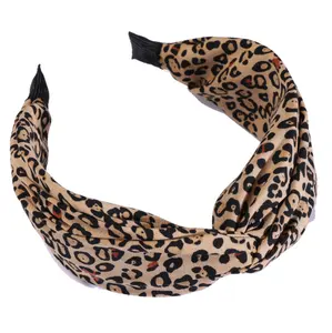 Tiara de cabelo estampada de leopardo, coreano, grande, retrô, multicores, cruz, amarrada, oncinha, moda, acessórios para cabelo