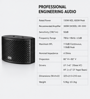 Haut-parleur coaxial passif de 6 pouces, 150 W RMS, sensibilité 92 dB, puissance de crête 4 600 W, système de haut-parleurs audio professionnel pour karaoké