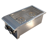 Barbecue encastrable haut de gamme en acier inoxydable 304 SUSSS avec double brûleur latéral à gaz et couvercle