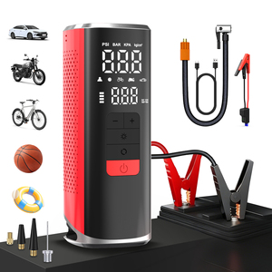 เครื่องเติมลมยางแบบพกพา ปั๊มลมสำหรับยางรถยนต์ พร้อมเกจวัดแรงดันดิจิตอล ไฟ LED สำหรับรถยนต์ รถจักรยานยนต์ จักรยาน - Product Image 1