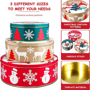 Récipient cylindrique en métal recyclable de cadeau de Noël de Noël, biscuits, chocolat, boîte en métal, ensembles de vente en gros d'usine - Product Image 4