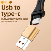 Cable de Datos Telescópico de 120W con 2 Cables y 3 Líneas de Carga Rápida, Revestimiento de TPE, Conectores Micro USB/Tipo-C para Teléfonos Móviles Android, 12 Meses