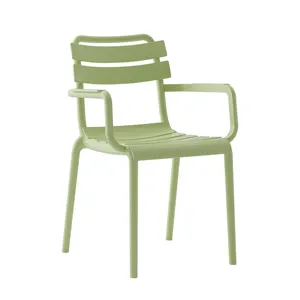 China Manufacturers Wholesale Stripe back Stacking Cheap Armrest PP Dining chairs coffee chair