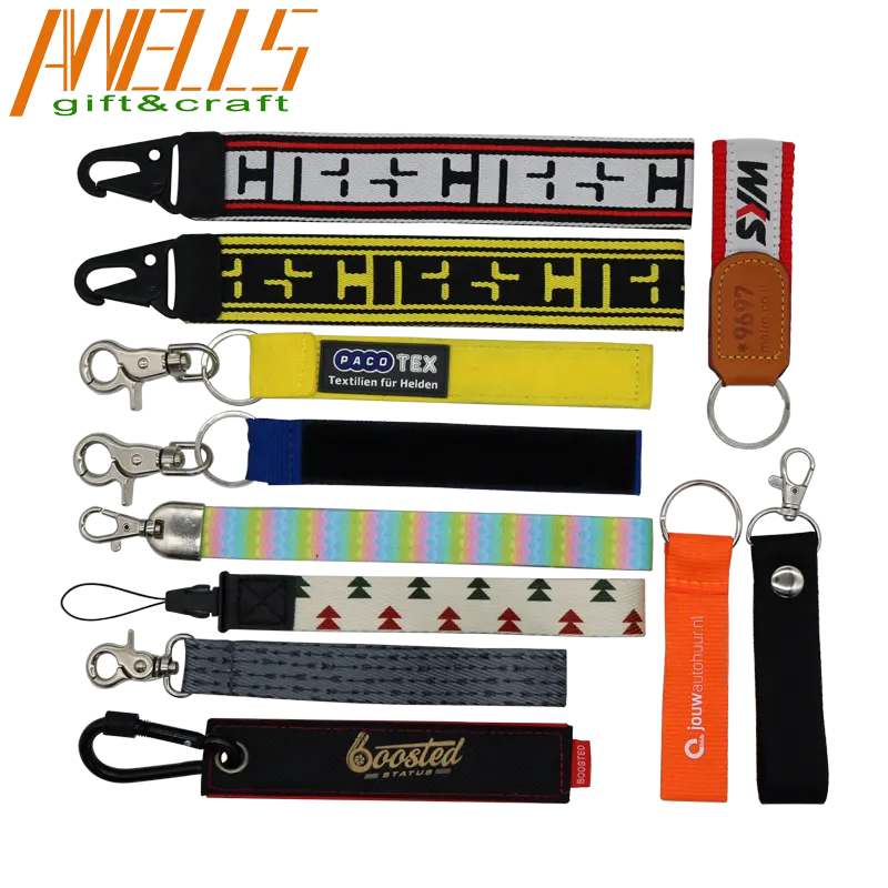 Customize Wrist Lanyards Strap Holder High Strength Tactical Webbing Key Ring Holder Strap Keychain Clip