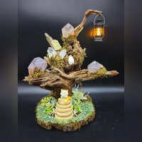 Árbol Bonsái de Cristal Natural, Miniatura de Paisaje con Piedras Preciosas, Árbol del Dinero Feng Shui, Decoración Hecha a Mano para el Hogar, Oficina, Escritorio, Halloween