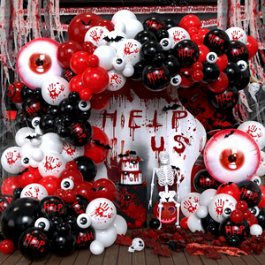 Kit de Arco de Globos de Látex Rojos para Halloween, Decoración de Fiesta con Araña Negra y Blanca, Calavera, Estrella, Fantasma, Vampiro, Horror - Product Image 5