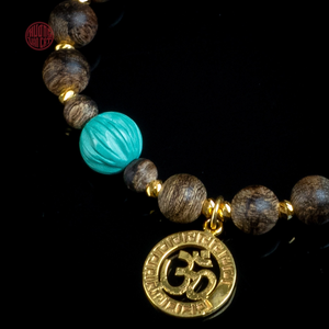 Modern Agarwood <b>Bead</b> <b>Bracelet</b> 6mm Featuring Gold Charm and Tibetan Stone Style 9 Elegant Gift Accessory - Product Image 4