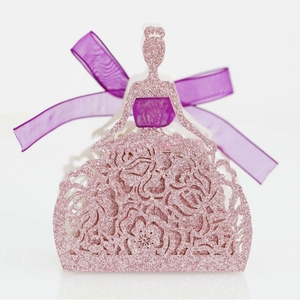 Boîtes à dragées vintage en dentelle découpées au laser, boîtes à bonbons en papier ajouré avec ruban pour la fête prénuptiale et les fournitures de décoration de fête de fiançailles - Product Image 2