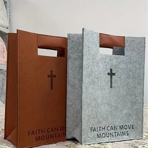Materiale riciclato copertura bibbia Tote chiusura aperta sacra croce intagliata messaggero borsa per il trasporto per lo <span class=keywords><strong>studio</strong></span> <span class=keywords><strong>della</strong></span> chiesa - Product Image 4