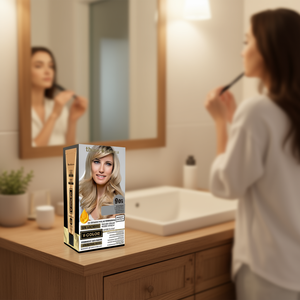 Tinte Permanente para el Cabello Thader Pharma V-Color 703 Rubio Medio Dorado Natural Sin Amoníaco Con Líquido Dorado y Aceites Florales - Product Image 3