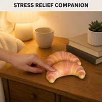 Jouet Squishy en forme de Croissant, à remontée lente, avec couches feuilletées courbées et motif orange, anti-stress, à presser et à revenir à sa forme d'origine, compagnon de bureau