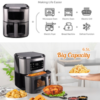 Friteuse à air numérique multifonction en acier inoxydable de 6,5 L, fabriquée sur mesure en Chine, avec prise américaine, pour usage domestique et hôtelier